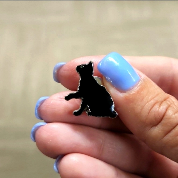 Vintage Hammered Copper Nature Leaf Brooch W/ Black Cat Clutch Pin - Picture 4 of 5